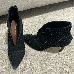 Donald J Pliner black jewel embellished booties